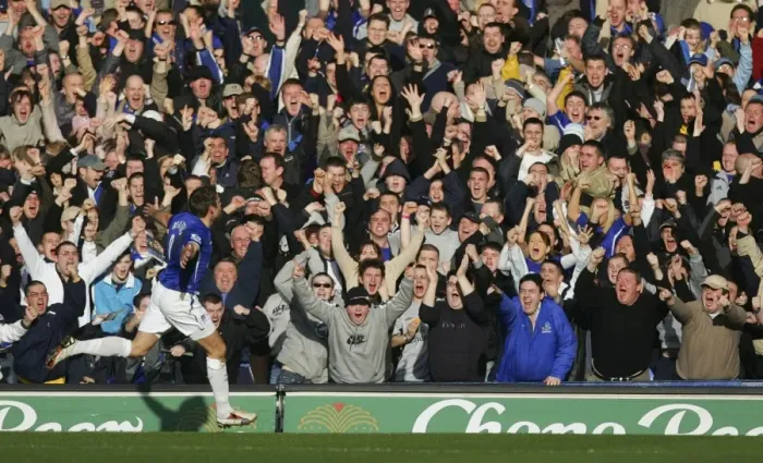 Framed Print : Euphoria Unleashed: James Beattie's Memorable Goal Celebration Among Everton Faithful Framed Print : Euphoria Unleashed: James Beattie's Memorable Goal Celebration Among Everton Faithful