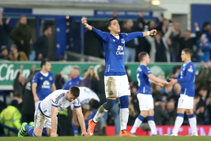 Framed Print : Everton Celebrates Quarter Final Victory Over Chelsea in FA Cup: Ramiro Funes Mori's Triumph at Goodison Park Framed Print : Everton Celebrates Quarter Final Victory Over Chelsea in FA Cup: Ramiro Funes Mori's Triumph at Goodison Park