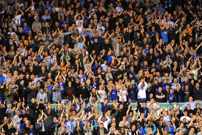 Framed Print : Everton Faithful: Unwavering Support in the FA Cup Sixth Round Replay - Everton vs Sunderland (Stadium of Light, 27 March 2012)