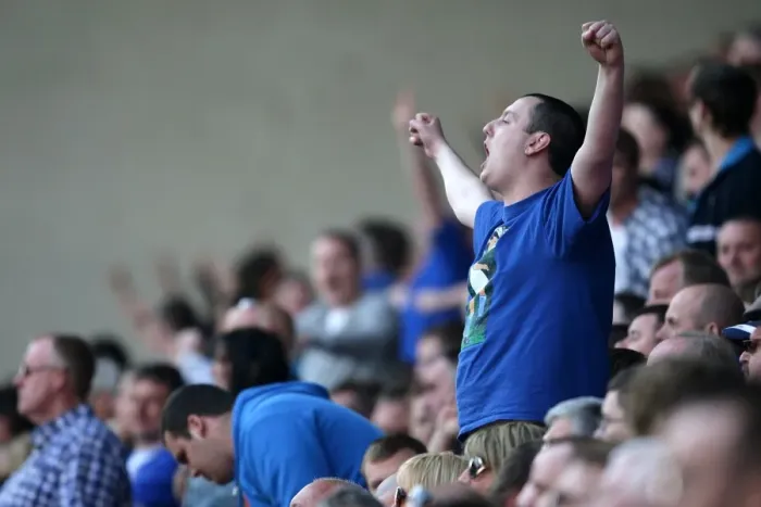 Framed Print : Everton Fans Unwavering Passion: DW Stadium Showdown (30 April 2011) - Wigan Athletic vs Everton, Barclays Premier League
