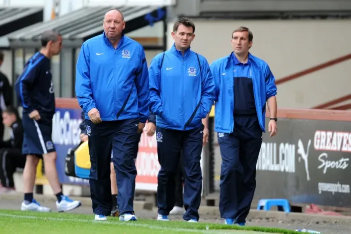 Framed Print : Everton FC: Andy Holden, John Murtough, and Alan Stubbs at Everton Reserves Pre-Season Friendly vs. Partick Thistle at Firhill Stadium Framed Print : Everton FC: Andy Holden, John Murtough, and Alan Stubbs at Everton Reserves Pre-Season Friendly vs. Partick Thistle at Firhill Stadium