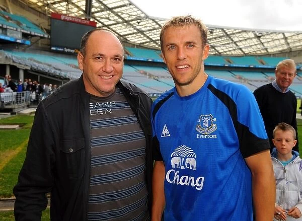 Everton FC at ANZ Stadium: Phil Neville Engages with Enthusiastic Fans During Pre-Season Training