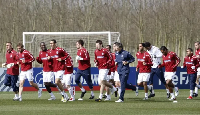 Framed Print : Everton FC: England Training, London Colney, March 2009