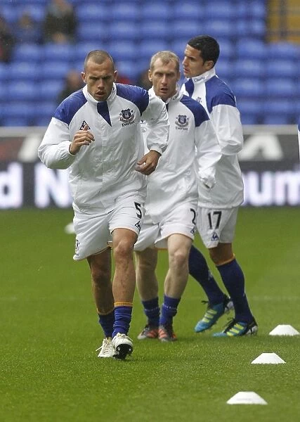 Everton FC: Johnny Heitinga's Intense Focus During Pre-Match Warm-Up at Reebok Stadium (November 2011)