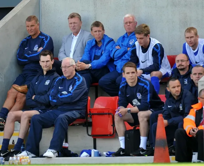 Framed Print : Everton FC: Moyes and His Team Strategize during Pre-Season Friendly at Morecambe's Globe Arena Framed Print : Everton FC: Moyes and His Team Strategize during Pre-Season Friendly at Morecambe's Globe Arena
