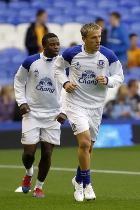 Framed Print : Everton FC: Neville and Gueye Warming Up Before Everton vs West Bromwich Albion (31 March 2012) Framed Print : Everton FC: Neville and Gueye Warming Up Before Everton vs West Bromwich Albion (31 March 2012)