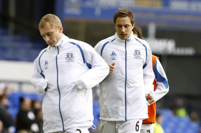 Framed Print : Everton FC: Phil Jagielka and Team Warm-Up at Goodison Park Before Everton vs Fulham (BPL, 19 March 2011) Framed Print : Everton FC: Phil Jagielka and Team Warm-Up at Goodison Park Before Everton vs Fulham (BPL, 19 March 2011)