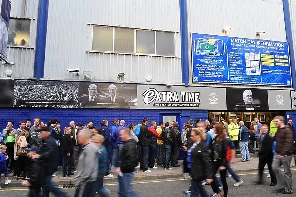 Everton FC: Thrilled Fans Gathering Outside Goodison Park for Everton vs Huddersfield Town Carling Cup Match (2010)