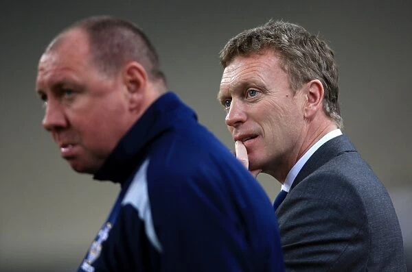 Everton FC at UEFA Europa League: Moyes and Holden on the Touchline vs AEK Athens