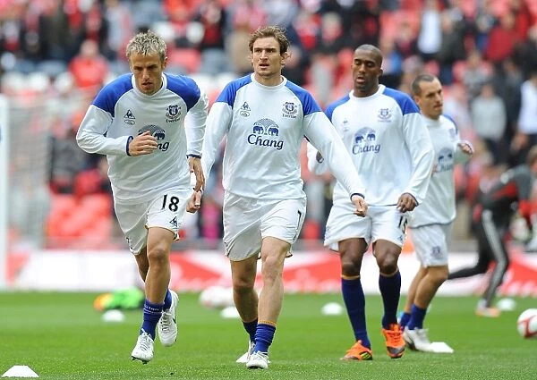 Everton FC at Wembley: Phil Neville and Team Gear Up for Liverpool FA Cup Semi-Final (April 2012)