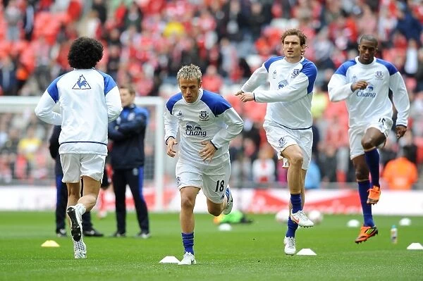 Everton FC at Wembley: Phil Neville and Team-Mates Gear Up for FA Cup Semi-Final Clash against Liverpool (April 2012)