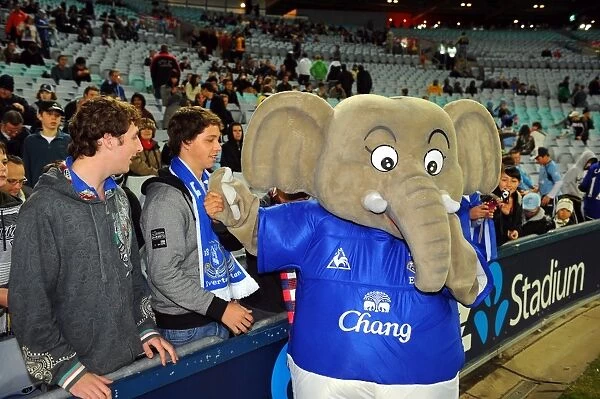 Everton FC's Chang the Elephant and Excited Fans at ANZ Stadium