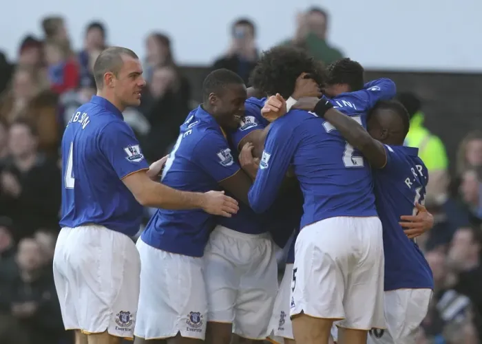 Framed Print : Everton FC's Double Delight: Stracqualursi Scores Second Goal Against Blackpool in FA Cup Fifth Round Framed Print : Everton FC's Double Delight: Stracqualursi Scores Second Goal Against Blackpool in FA Cup Fifth Round