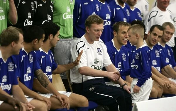 Everton Football Club: 2008-09 Team Photocall with David Moyes and Mascot at Goodison Park
