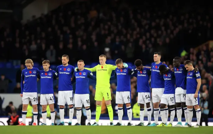 Framed Print : Everton Players Honor Armistice Day with a Minutes Silence before Premier League Match against Watford at Goodison Park Framed Print : Everton Players Honor Armistice Day with a Minutes Silence before Premier League Match against Watford at Goodison Park