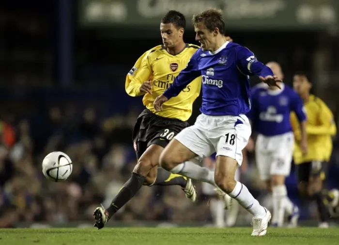 Framed Print : Everton v Arsenal Carling Cup Fourth Round Phil Neville and Jeremie Aliadiere in Framed Print : Everton v Arsenal Carling Cup Fourth Round Phil Neville and Jeremie Aliadiere in