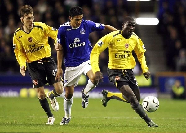 Everton v Arsenal Carling Cup Fourth Round Tim Cahill is challenged by Mark Randall