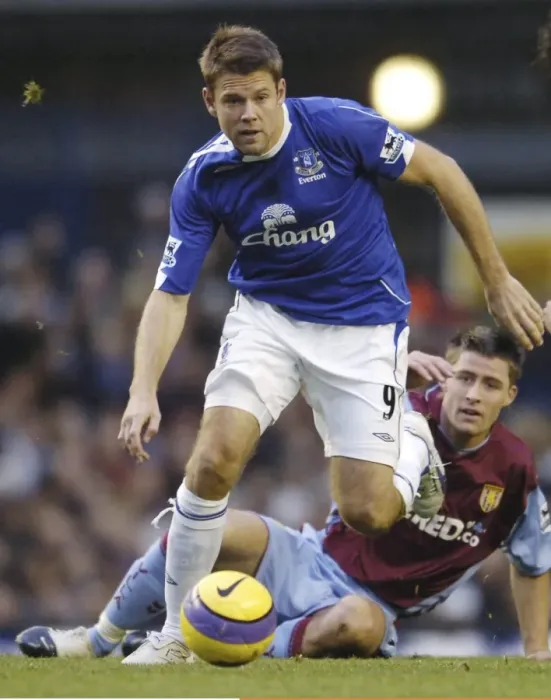 Framed Print : Everton v Aston Villa - 11 / 11 / 06 Evertons James Beattie and Aston Villas Gary Cahill Framed Print : Everton v Aston Villa - 11 / 11 / 06 Evertons James Beattie and Aston Villas Gary Cahill