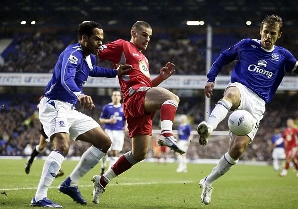 Everton v Blackburn Rovers FA Cup 3rd Round David Bentley under pressure from Phil Neville