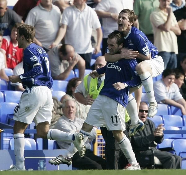 Everton v Charlton Athletic James McFadden celebrates scoring for Everton