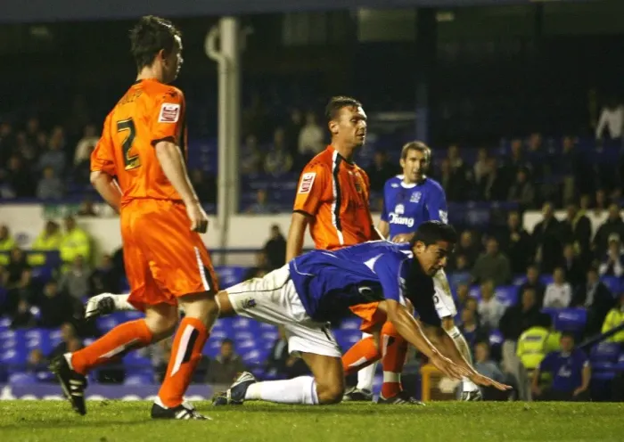Framed Print : Everton v Luton Town - Goodison Park - 24 / 10 / 06 Evertons Tim Cahill scores the opening goal against Luton Town Framed Print : Everton v Luton Town - Goodison Park - 24 / 10 / 06 Evertons Tim Cahill scores the opening goal against Luton Town