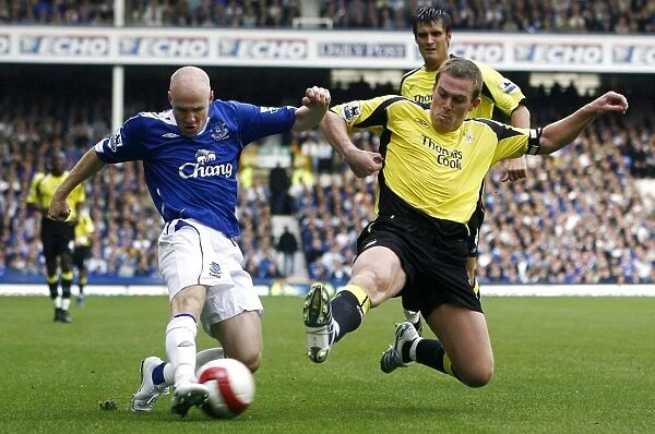 Everton v Manchester City Evertons Andy Johnson in action against Man Citys Richard Dunne