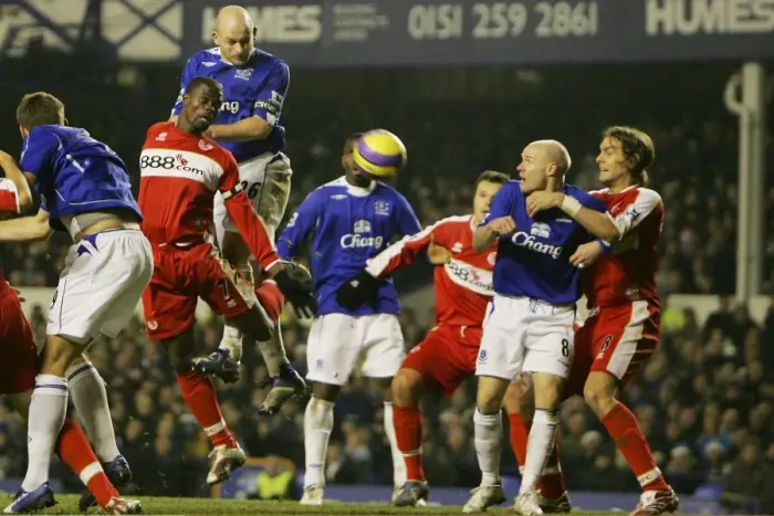 Framed Print : Everton v Middlesbrough Evertons Lee Carsley has a header on goal Framed Print : Everton v Middlesbrough Evertons Lee Carsley has a header on goal