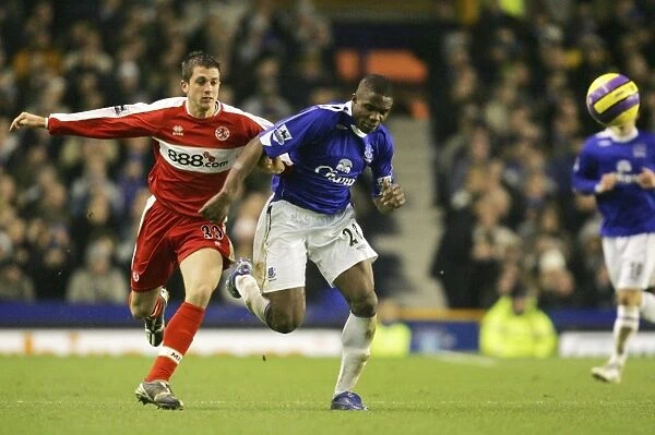 Everton v Middlesbrough Victor Anichebe in action with Middlesboroughs Andrew Taylor