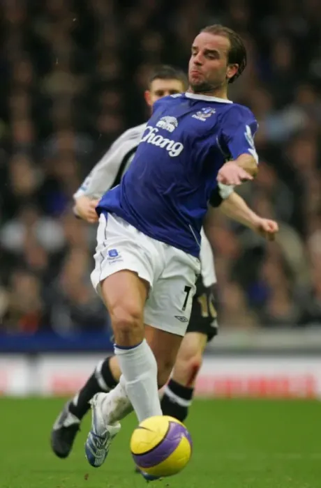 Framed Print : Everton v Newcastle United Andy Van der Meyde in action during the game Framed Print : Everton v Newcastle United Andy Van der Meyde in action during the game