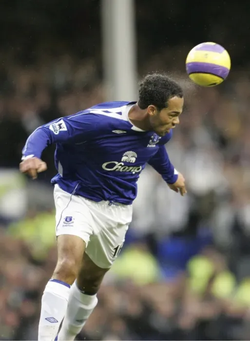 Framed Print : Everton v Newcastle United Evertons Joleon Lescott head the ball Framed Print : Everton v Newcastle United Evertons Joleon Lescott head the ball