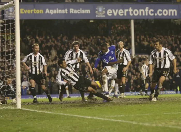 Framed Print : Everton v Newcastle United Evertons Victor Anichebe scores his second goal of the game Framed Print : Everton v Newcastle United Evertons Victor Anichebe scores his second goal of the game