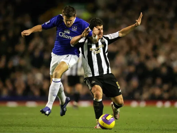 Framed Print : Everton v Newcastle United James Beattie and Newcastles Emre Framed Print : Everton v Newcastle United James Beattie and Newcastles Emre