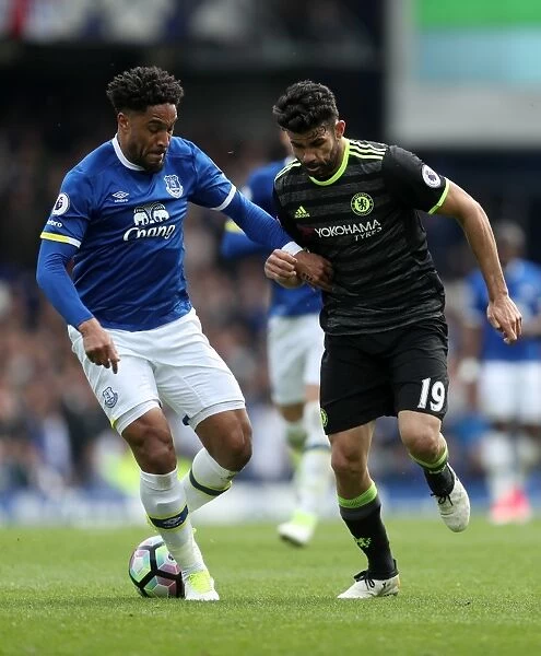 Everton vs Chelsea: Intense Battle Between Ashley Williams and Diego Costa at Goodison Park (Premier League 2016-17)