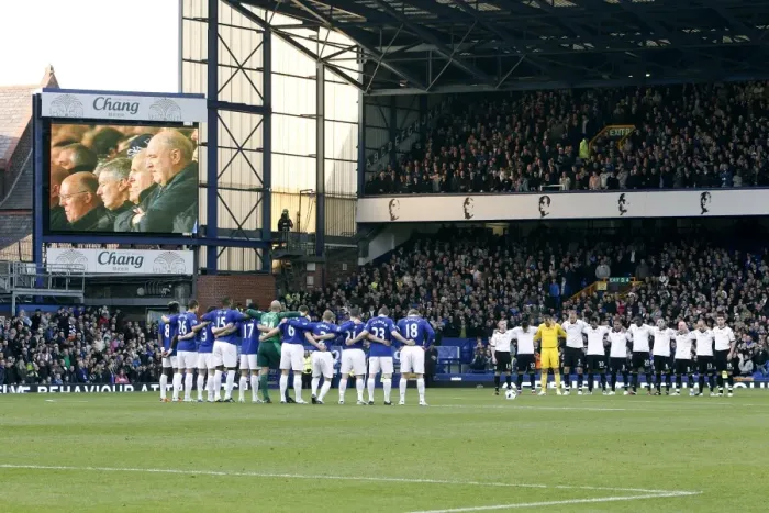 Framed Print : Everton vs Fulham: A Moment of Silence for Japan (Barclays Premier League, Goodison Park, 19 March 2011) Framed Print : Everton vs Fulham: A Moment of Silence for Japan (Barclays Premier League, Goodison Park, 19 March 2011)