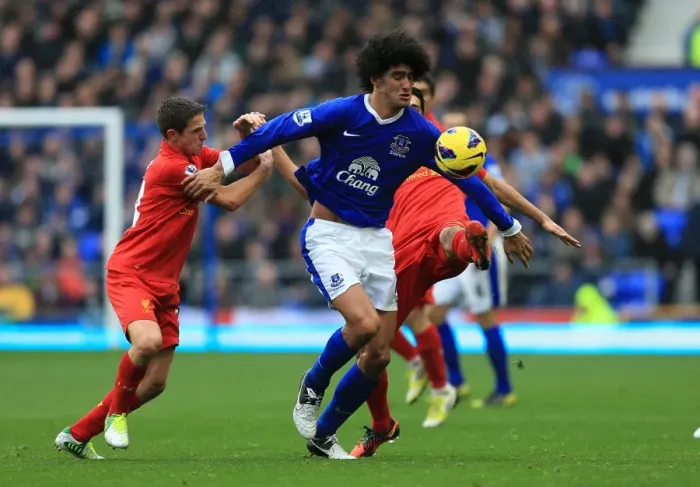 Framed Print : Everton vs Liverpool: A Thrilling Barclays Premier League Draw - Fellaini's Battle Framed Print : Everton vs Liverpool: A Thrilling Barclays Premier League Draw - Fellaini's Battle