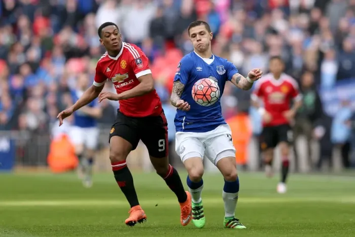 Framed Print : Everton vs Manchester United: A FA Cup Semi-Final Showdown - The Intense Battle Between Martial and Besic Framed Print : Everton vs Manchester United: A FA Cup Semi-Final Showdown - The Intense Battle Between Martial and Besic