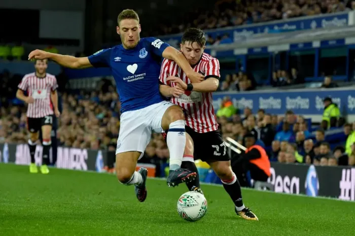 Framed Print : Everton vs Sunderland: Carabao Cup Third Round Showdown at Goodison Park - Tom Davies vs Lynden Gooch (2017-18) Framed Print : Everton vs Sunderland: Carabao Cup Third Round Showdown at Goodison Park - Tom Davies vs Lynden Gooch (2017-18)