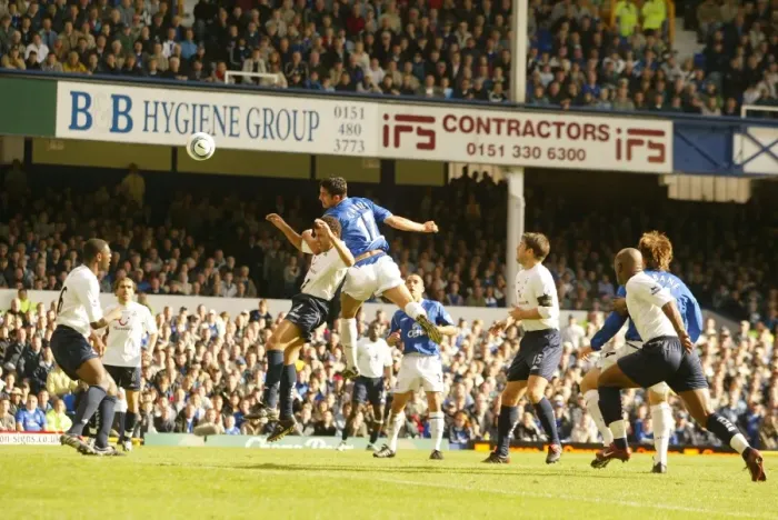 Framed Print : Everton vs. Tottenham, 02-09-04: Tim Cahill's Lone Goal in the 04-05 Barclays Premiership Season at Goodison Park (Everton 1-Tottenham 0)