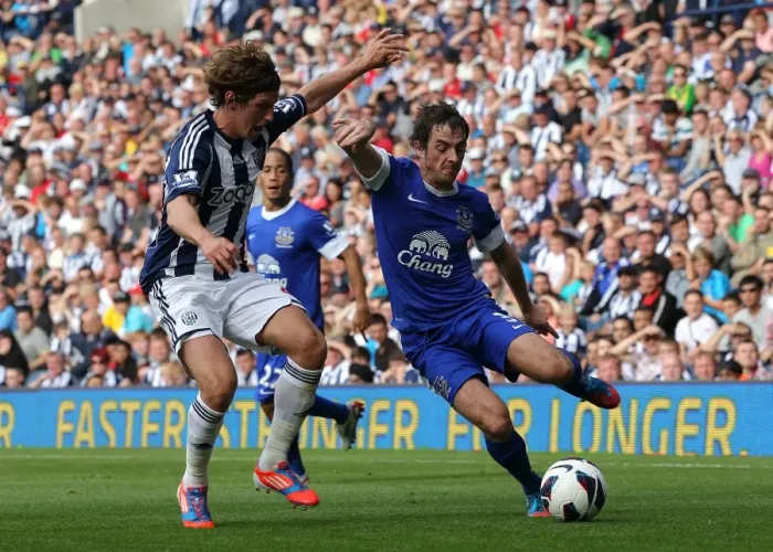 Framed Print : Everton vs West Bromwich Albion Rivalry: Baines vs Jones Clash at The Hawthorns (01-09-2012) Framed Print : Everton vs West Bromwich Albion Rivalry: Baines vs Jones Clash at The Hawthorns (01-09-2012)