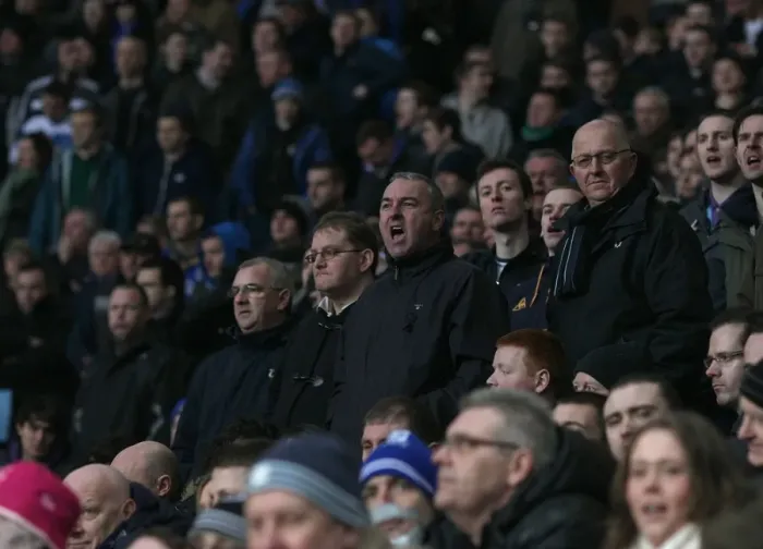 Framed Print : Evertonians Unwavering Passion: Aston Villa vs. Everton, Barclays Premier League (14 January 2012)