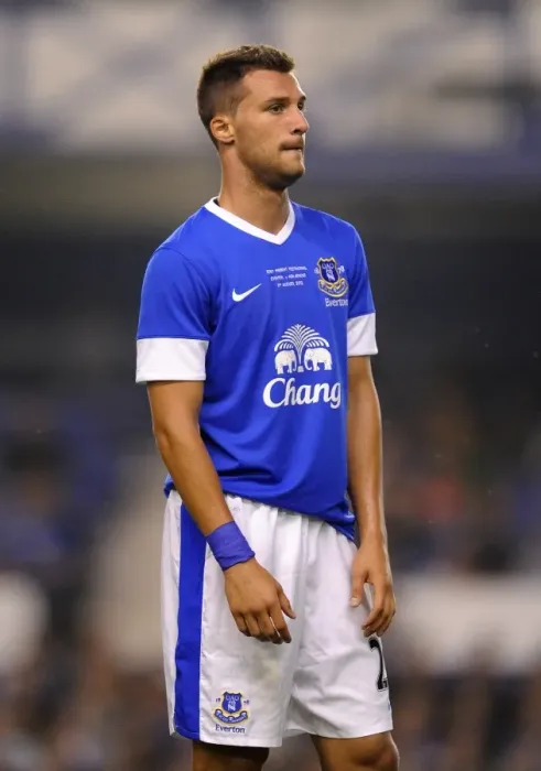 Framed Print : Everton's Apostolos Vellios in Action against AEK Athens in Pre-Season Friendly at Goodison Park