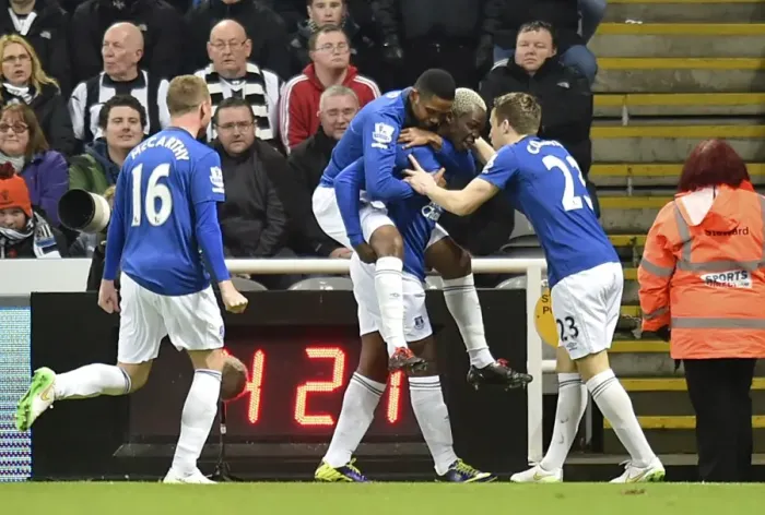 Framed Print : Everton's Arouna Kone Scores First Goal Against Newcastle United in Premier League Framed Print : Everton's Arouna Kone Scores First Goal Against Newcastle United in Premier League