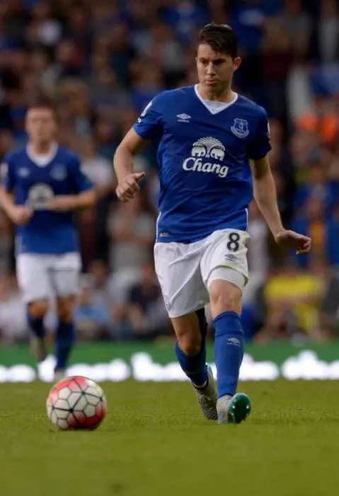 Framed Print : Everton's Bryan Oviedo Faces Off Against Tottenhotspur at White Hart Lane - Barclays Premier League 2015