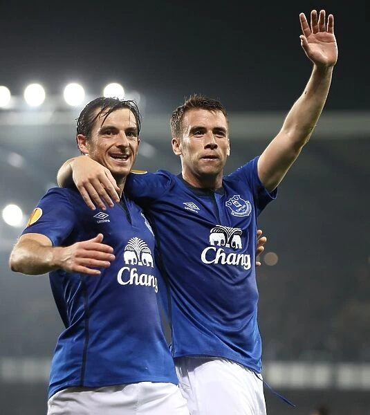 Everton's Coleman and Baines: United in Celebration after Scoring Second Goal in Europa League