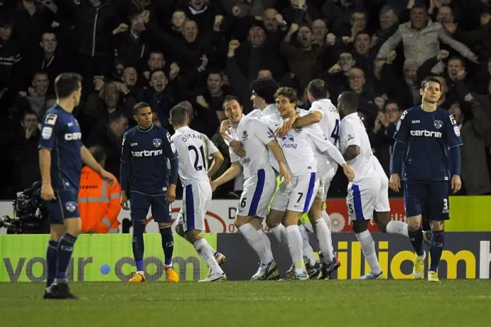 Framed Print : Everton's Double Celebration: FA Cup Fifth Round Drama at Oldham Athletic Framed Print : Everton's Double Celebration: FA Cup Fifth Round Drama at Oldham Athletic