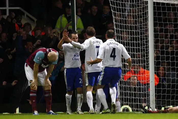 Framed Print : Everton's Double Delight: Celebrating the Second Goal Against West Ham United in the Barclays Premier League (December 22, 2012, Upton Park) Framed Print : Everton's Double Delight: Celebrating the Second Goal Against West Ham United in the Barclays Premier League (December 22, 2012, Upton Park)