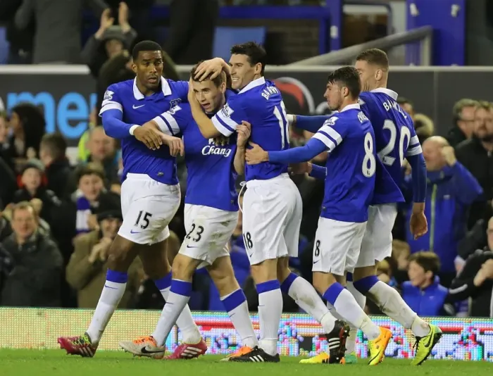 Framed Print : Everton's Double Dominance: Seamus Coleman's Brace Over Fulham (14-12-2013) Framed Print : Everton's Double Dominance: Seamus Coleman's Brace Over Fulham (14-12-2013)