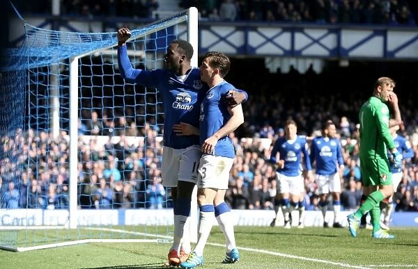 Everton's Double Strike: Leighton Baines and Romelu Lukaku Celebrate Goals Against AFC Bournemouth