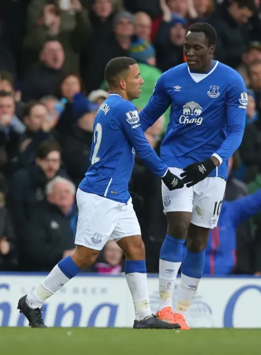 Framed Print : Everton's Double Strike: Lennon and Lukaku Celebrate at Goodison Park Framed Print : Everton's Double Strike: Lennon and Lukaku Celebrate at Goodison Park