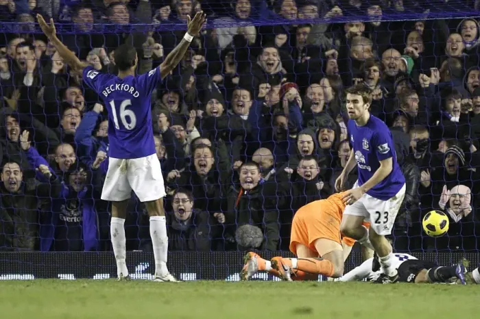 Framed Print : Everton's Double Strike: Seamus Coleman's Goal and Spurs Disappointment (Everton v Tottenham Hotspur, Barclays Premier League, Goodison Park, 05 January 2011) Framed Print : Everton's Double Strike: Seamus Coleman's Goal and Spurs Disappointment (Everton v Tottenham Hotspur, Barclays Premier League, Goodison Park, 05 January 2011)